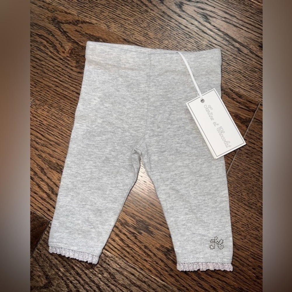 Stunning detail luxury baby leggings tartine et chocolat 3 months gray grey sale
